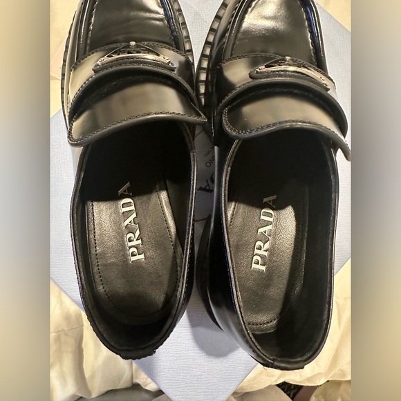 Prada Chocolate Loafers in Black - size 37.5 - Picture 8 of 14